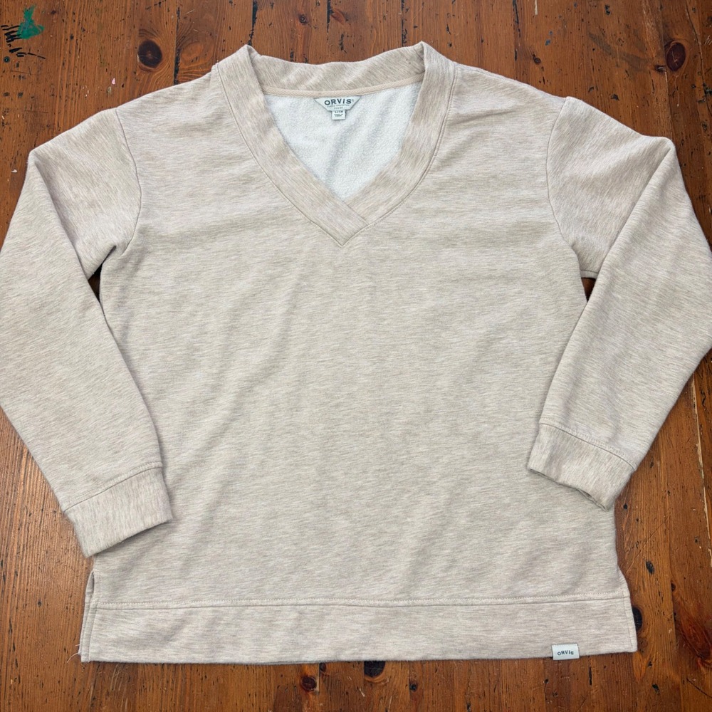 Orvis Classic Collection Men's S Oatmeal Heather V-Neck Fleece Sweatshirt SOFT